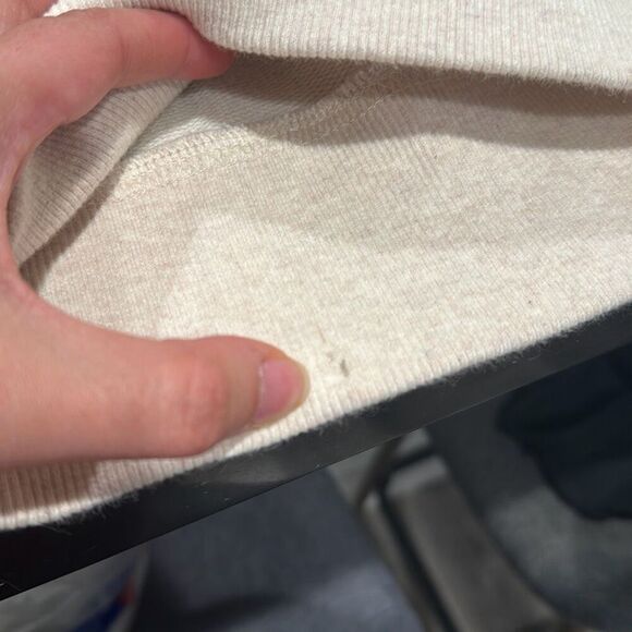 Miles Madewell Women's Ruffle Front Oatmeal Heather Crewneck Sweater Size Small - Picture 6 of 7